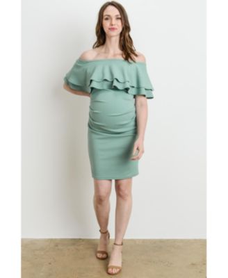 Maternity Off-the-Shoulder Bodycon Ruched Mini Dress