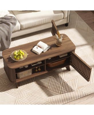 Rectangular Coffee Table Storage Adjustable Shelves Walnut