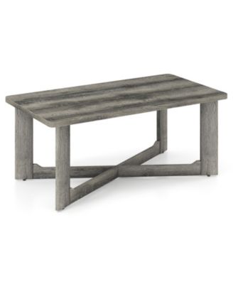  Coffee Table with Rubber Wood X Shaped Base