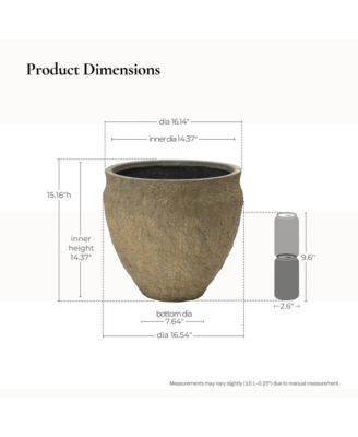  Dia Concrete Large Round Planter Pot, Rustic Textured Pot with Drainage Hole, Indoor Outdoor Plant Pot for Home Garden Patio