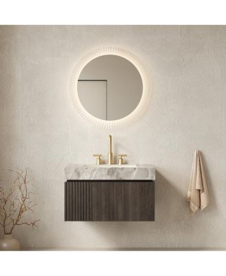 30" Italian Wall Mounted Bathroom Vanity with Sintered Stone Top, Ceramic Undermount Sink, Soft Close Drawer Storage