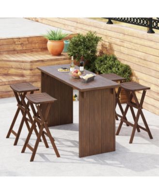 Bar Stools Set of 2 30'' Folding Bar Height Stools w/ Saddle Seat and Footrest