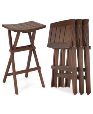 Bar Stools Set of 4 30'' Folding Bar Height Stools w/ Saddle Seat and Footrest