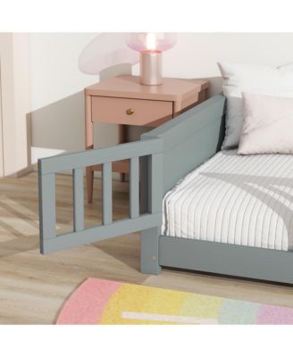 Twin Size Floor Bed with Built-in Book Rack and Door