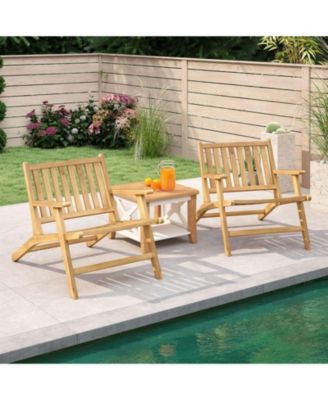 Teak Wood Outdoor Reclining Chair with Armrests