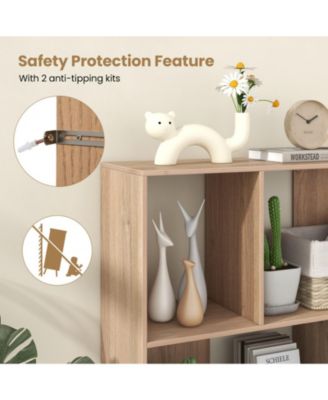 4-Compartment Open Shelf Bookcase with Metal Legs