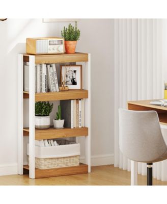 4-Tier Wooden Bookcase with Dual Anti-Tipping Kits