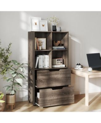 4-Cube Bookcase with 2 Drawers and 51-Inch Tall Frame