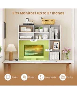 Desktop Bookshelf with 7 Cubbies and 3 Adjustable Shelves