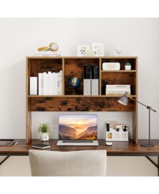 Desktop Bookcase with 4 Cubbies and Open Back Compartment