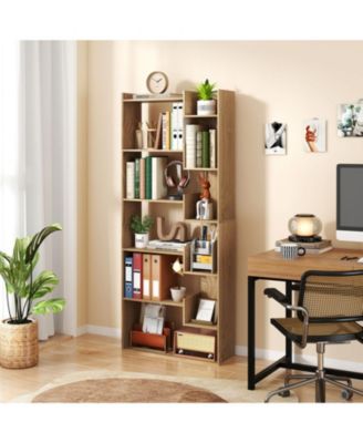 6-Tier Wooden Bookcase with Open Display Shelves