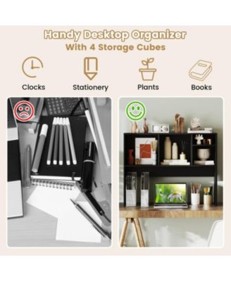 Desktop Bookcase with 4 Cubbies and Open Back Compartment