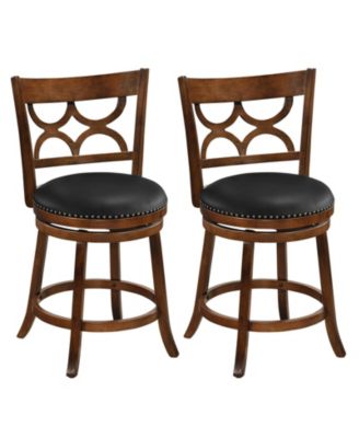 Swivel Bar Stools Set of Two with High Backrest