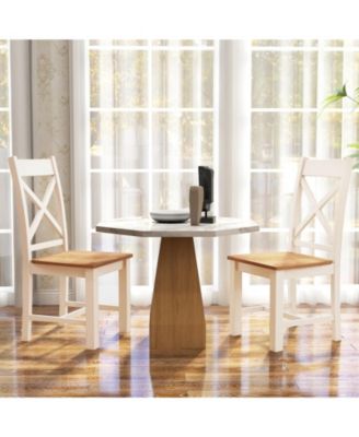 Wooden Dining Chairs Set of Two with High Back Design