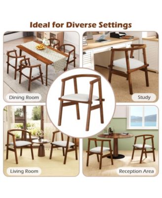 Solid Wood Dining Chairs Set of Two with Wrap Armrests