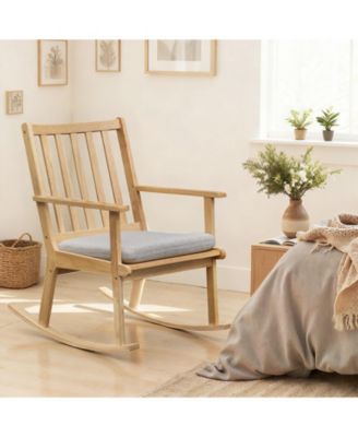  Rubber Wood Rocker Chair with Cushion