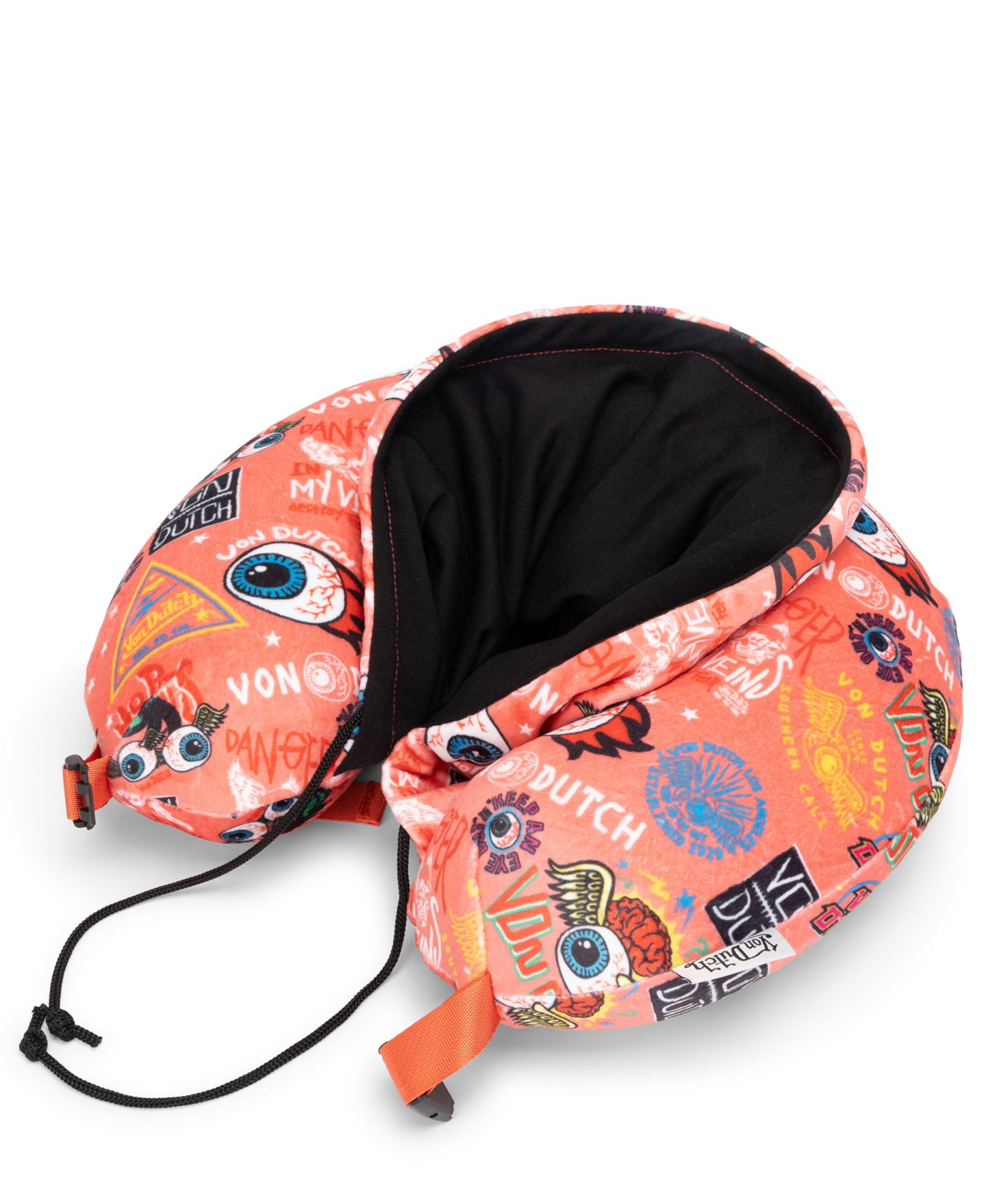 Подушка Von Dutch Jax Hooded Memory Foam 11" Travel Neck Pillow, цвет: Розовый — фото 7