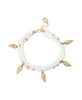White Vintage Luxe Shell Beaded Layered Bracelet