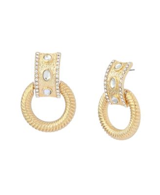 Faux Stone Ring Doorknocker Earrings
