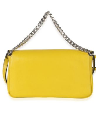 Yellow Leather Fox Fur Buggie Micro Baguette