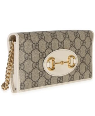 White GG Supreme Monogram Azalea Calfskin Horsebit 1955 Wallet On Chain