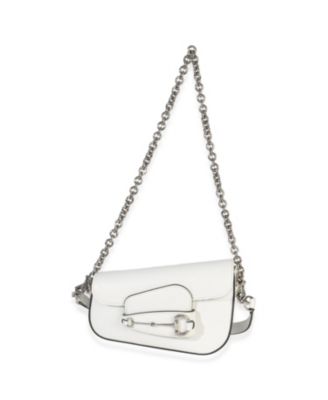 White Calfskin Mini Asymmetric Horsebit 1955 Shoulder Bag