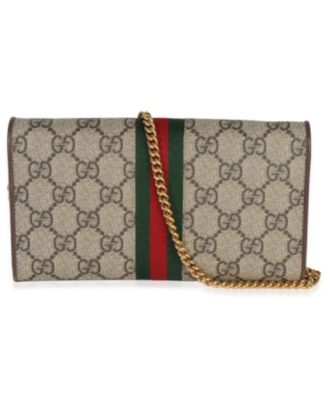 Beige GG Supreme Canvas Ophidia Wallet On Chain