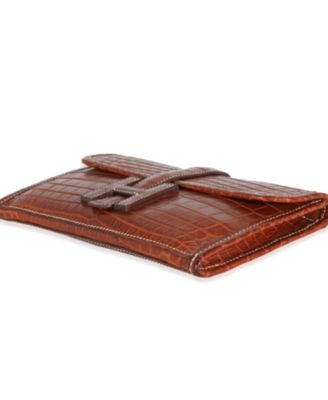 Pre-Owned HERMES Fauve Crocodile Niloticus Lisse Mini Jige Clutch