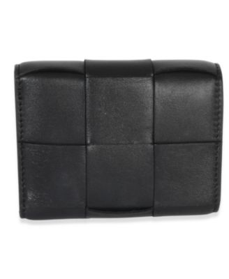 Black Cassette Intrecciato Small Trifold Wallet