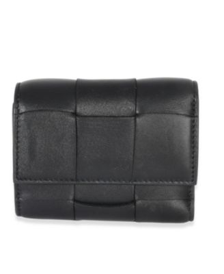 Black Cassette Intrecciato Small Trifold Wallet