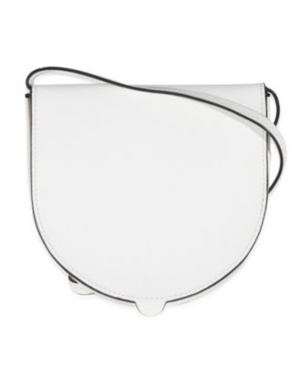 White Calfskin Heel Metal Flower Crossbody