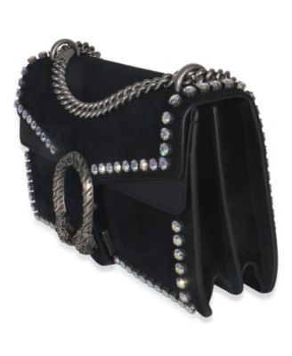 Black Suede Crystal Small Dionysus Shoulder Bag
