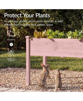  Raised Garden Bed, Elevated Wood Planter Box for Patio w/ Divider Panel