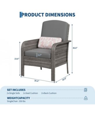 2-Piece All-Weather PE Wicker Patio Set with High Back Chairs and Cushions