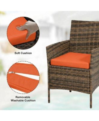 3-Piece Rattan Conversation Set with Tempered Glass Table