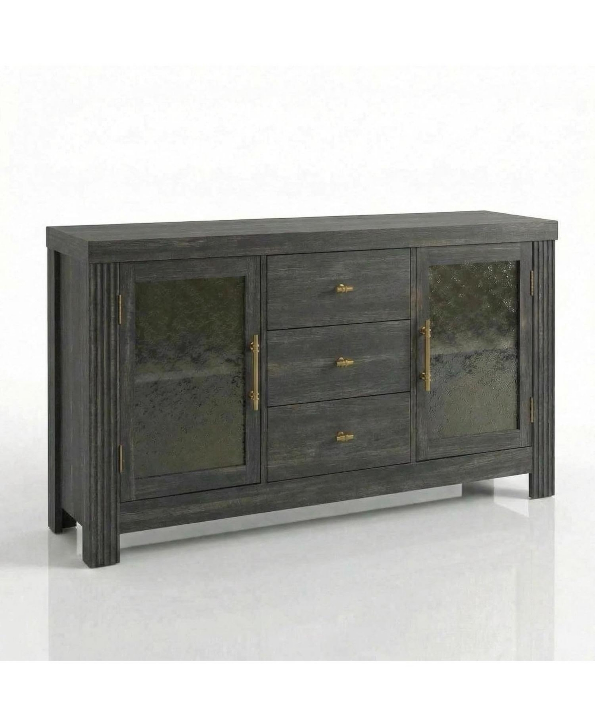 gaomon 54.4" Buffet Sideboard Cabinet, Wood Storage with 2 Glass Doors & 3 Drawers, Coffee Bar & Tv Stand for Living Room, Kitchen