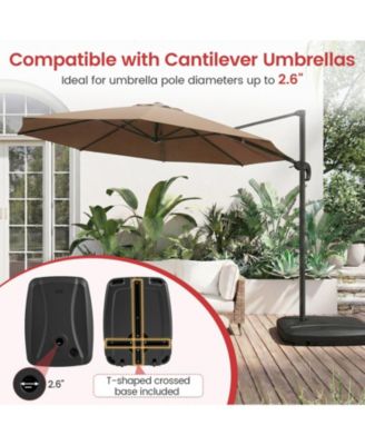 225 lb Cantilever Patio Umbrella Base with Built-In Wheels T-Shaped Cross Frame