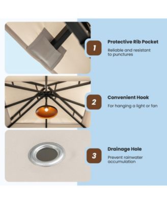 12 x 10 ft Outdoor Patio Gazebo with Mesh Netting Two-Tier Vented Roof and Stakes
