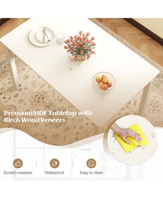 48-Inch Wooden Dining Table for 4 People Rectangular Kitchen Table with Rubber Wood Legs