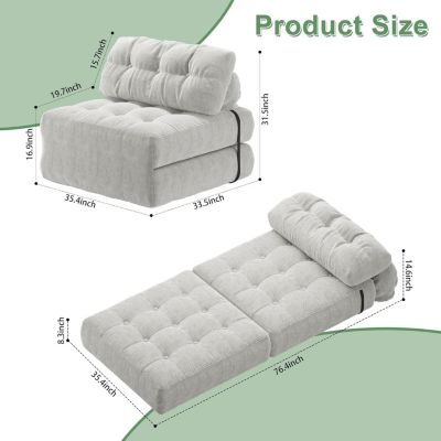 Folding Sofa Bed, Floor Folding Couch with Pillow, Futon Sofa Bed Convertible Sleeper Chair Foldable Mattress Back Support