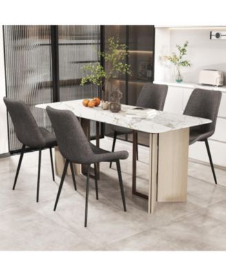 Dining Chairs Set of 4 with Upholstered Seats and Metal Legs