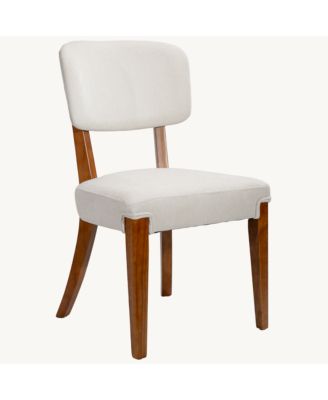 Modern Dining Chairs Set of 2, Fabric Upholstered Accent Chairs with Sturdy Solid Wood Legs for Kitchen and Living Room