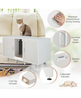Cat Litter Box Enclosure Hidden Cat Washroom w/ 2 Doors