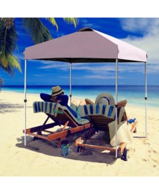 6.6 x 6.6 ft Outdoor Pop Up Canopy Tent with Roller Bag and Four Weight Bags