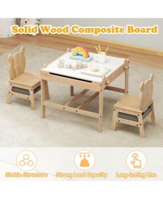 Kids Table and Chairs Set with Reversible Whiteboard Top