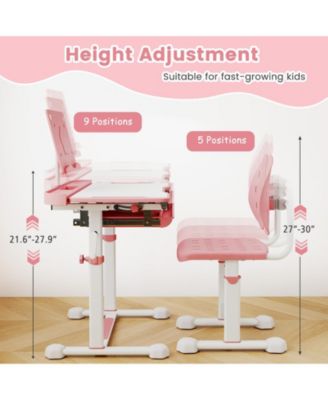 Kids Study Desk and Chair Set with Tilt Desktop and Book Stand