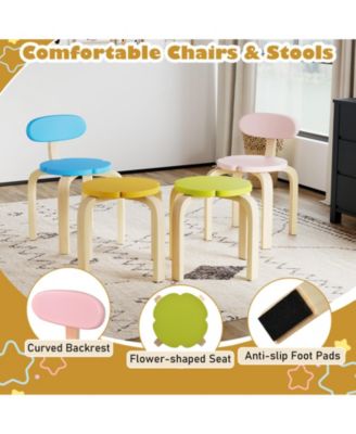 Flower Shaped Kids Activity Table Set with Chairs and Stools