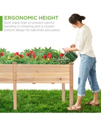 72x23x30in Raised Garden Bed, Elevated Wood Planter Box for Patio w/ Divider Panel