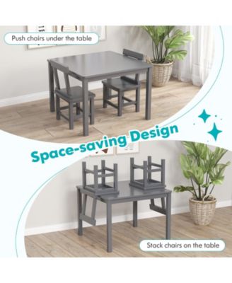Wooden Kids Table and Chairs Set with Anti Slip Foot Pads