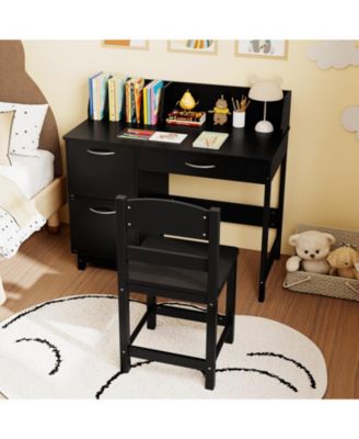 Wooden Kids Study Desk and Chair Student Workstation Set